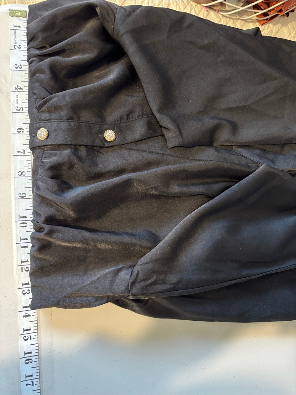 Black Babydoll Midi Satin Dress Long Sleeve Dress Size Small Dark Cottagecore - Picture 11 of 12